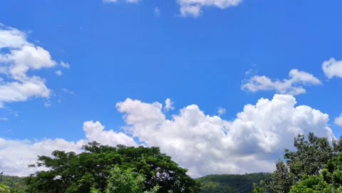 Blue sky cloudy fluffy, clear weather, Relax nature. 4k Time lapse video. Stock Footage 157153082