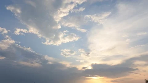 Blue sky copy space at sunset time. sunlight reflected on the clouds Stock Footage 169439437