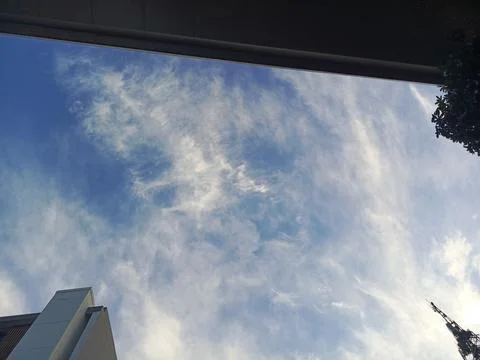 Blue sky covered with clouds Stock Photos