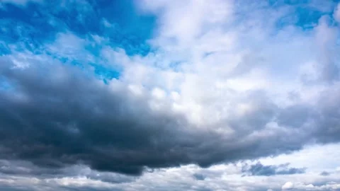 The blue sky is covered with dark clouds. Timelapse Video stock 156805183