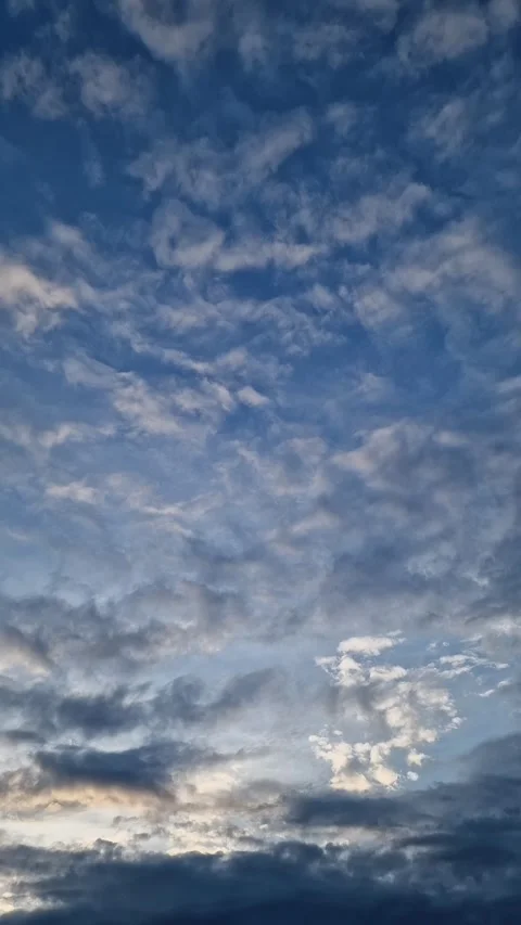 Blue sky covered with small white cumulus clouds Stock Footage 346066121