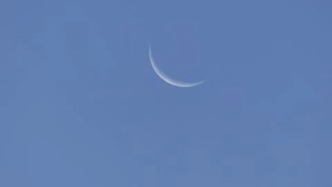 Blue sky crescent moon Stock Footage 305565424