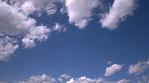 Blue Sky with Cumulus Clouds Moving Across (Time Lapse | Static) Video stock 341040255