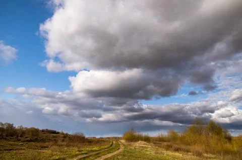 Blue sky, Cumulus clouds Stock Photos