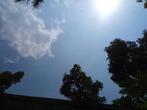 Blue sky with cumulus clouds Stock Photos