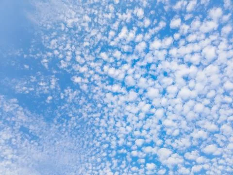 Blue Sky with Dense Altocumulus Cloudscape Background Stock Photos