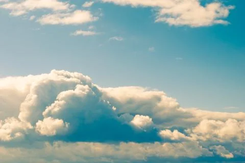 Blue sky with different dark clouds. Morning Stock Photos