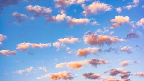 Blue sky with dramatic cloudscape in the twilight with sunset or sunrise Stock Photos