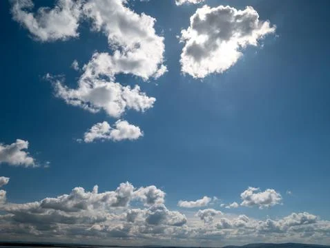 Blue Sky with Dramatic White Clouds 스톡 사진