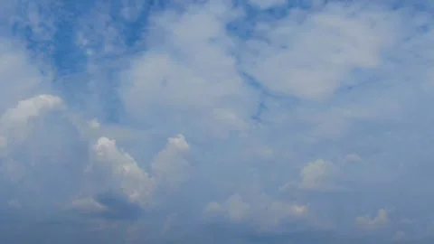 Blue Sky With Drifting White Clouds Moving Slowly In A Peaceful Atmosphere Vídeo Stock 342330753