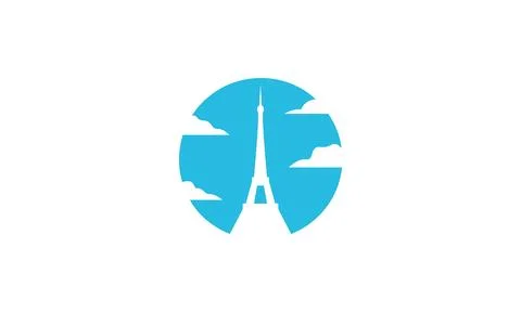 Blue sky eiffel logo vector icon illustration design Stock Illustration