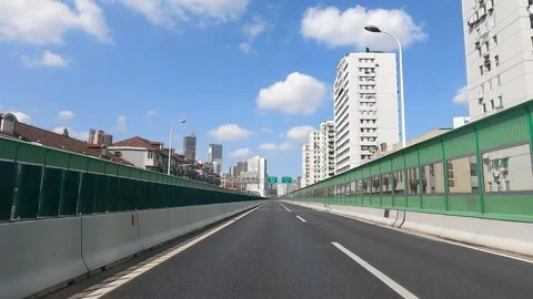 The blue sky environment on the elevated sky in Shanghai under lockdown Stock Footage 195988994