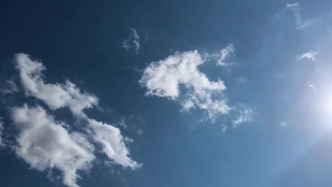 Blue sky with a few clouds on a hot day Stockbeeldmateriaal 122360493