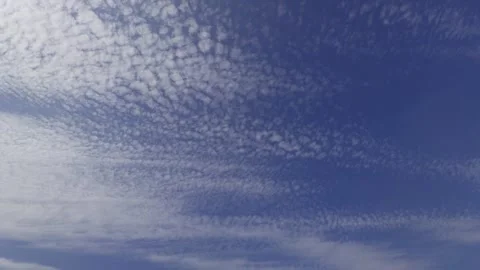 A blue sky filled with small, white feathery clouds, creating a textured ba.. Stock Footage 315890469