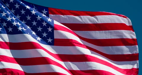 In the Blue Sky Flies the US Flag 4K Stock Footage 109266265
