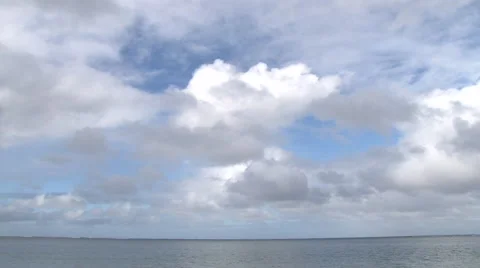 Blue Sky Fluffy Clouds Peaceful Sea Video stock 45601934
