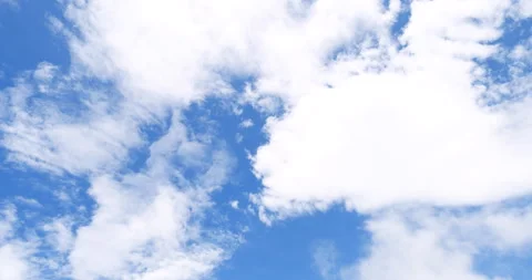 Blue sky fluffy white clouds summer season bright skyline beautiful cloudscape Stock Footage 309505674