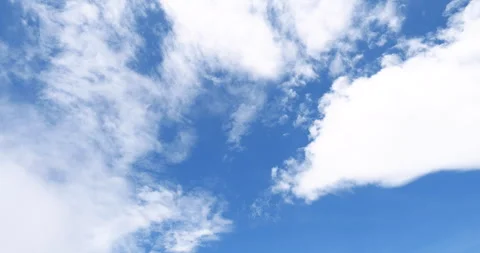 Blue sky fluffy white clouds summer season bright skyline beautiful cloudscape Stock Footage 309505693