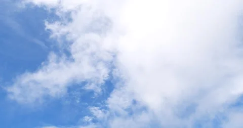 Blue sky fluffy white clouds summer season bright skyline beautiful cloudscape Stock Footage 309505706