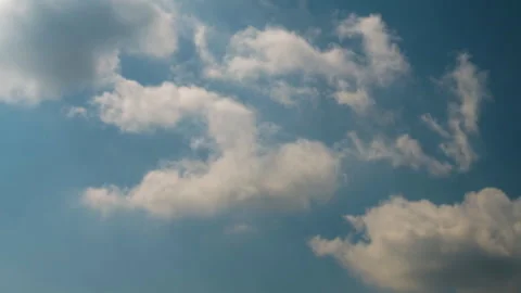 Blue sky fluffy white clouds summer season bright skyline beautiful cloudscape Stock Footage 309505873