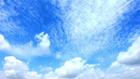 Blue Sky with Fluffy White Clouds, Aerial View Stock Footage 311529747