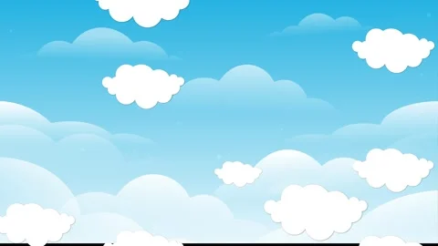 Blue Sky Full of Clouds Moving Down - Cartoon Sky Background - 2D Animated Video Stock-Footage 246774566
