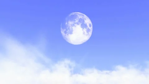 Blue sky full moon final Stock Footage 145762381