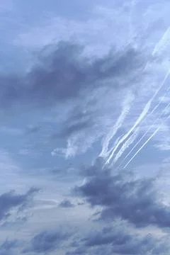 Blue sky full of white clouds, sunny day Stock Photos