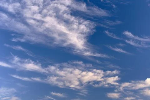 Blue sky full of white clouds, sunny day Stock Photos