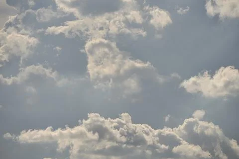 Blue sky full of white clouds, sunny day Stock Photos