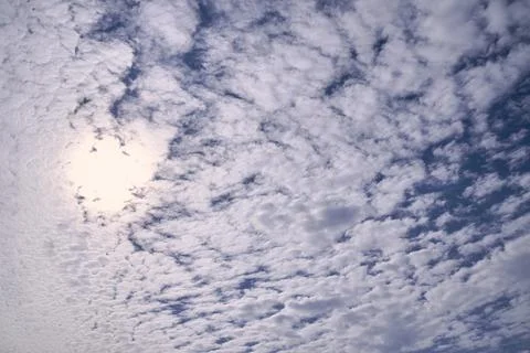 Blue sky full of white clouds, sunny day Stock Photos