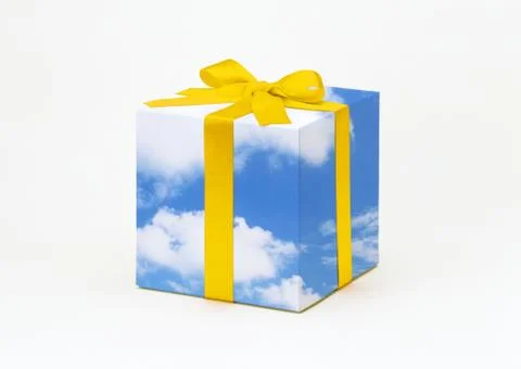Blue sky gift box Stock-Fotos
