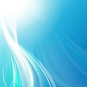 Blue sky with glowing rays and lines. Stock Illustration