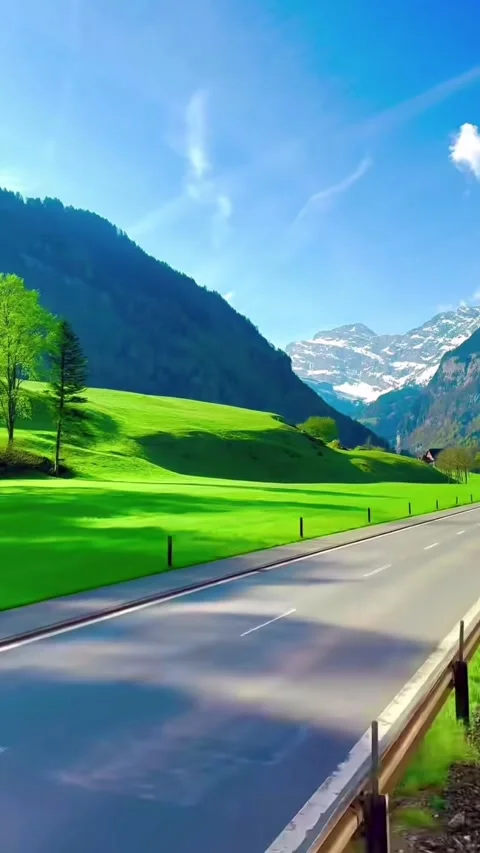 Blue sky green mountains Stock Footage 335323327