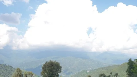 Blue sky green village and white cloud Stock-Footage 247170341