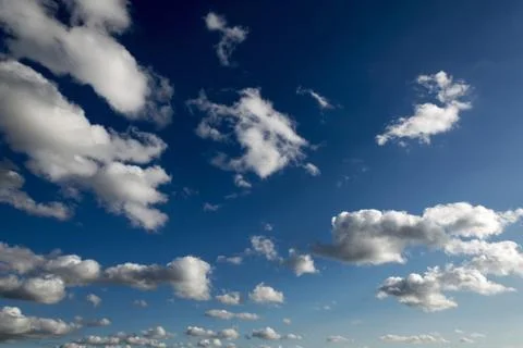 Blue sky with interesting cloudscape. Stock Photos