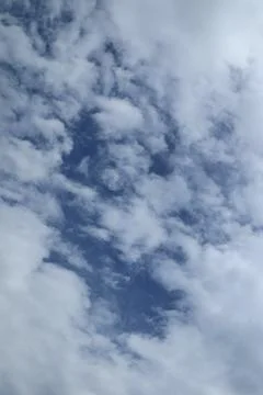 Blue Sky Interspersed with Clouds Softly Illuminated by Sunlight Stock Photos