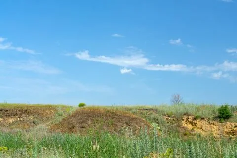 Blue sky landscape view background. Summer day Stock Photos