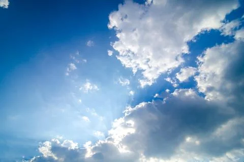 Blue sky with Light from the clouds Stock Photos