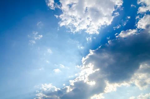 Blue sky with Light from the clouds Stock Photos