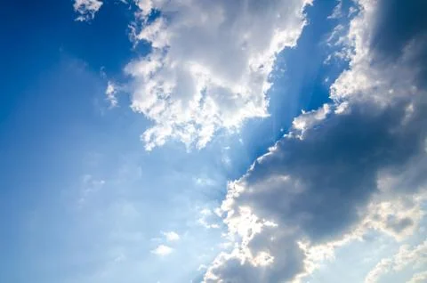 Blue sky with Light from the clouds Stock Photos
