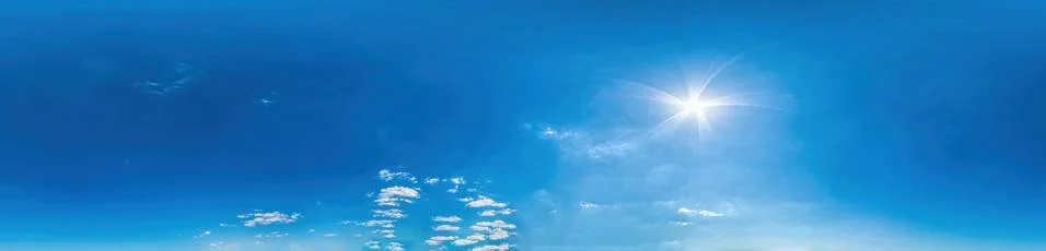 Blue sky with light clouds Seamless panorama in spherical equirectangular format Stock-Fotos