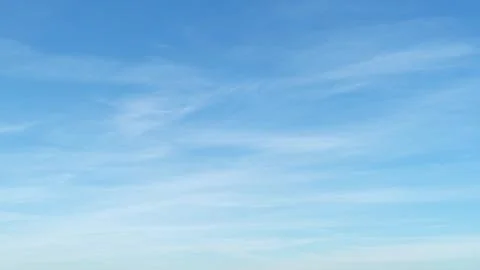 Blue sky with light soft cirrus clouds, time lapse. Natural background for de Stock Photos