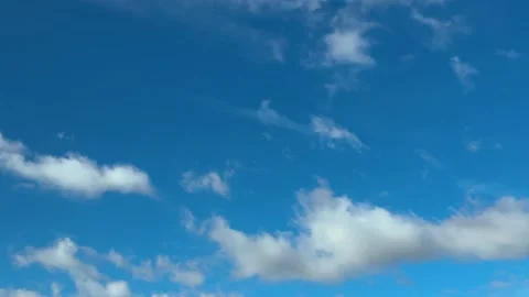 Blue sky with many tiny white cumulus clouds time lapse Stock Footage 318456516