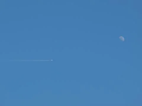 Blue sky with moon Foto stock