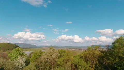 Blue Sky Mountains And Trees Slow Motion Stock Footage 194907485