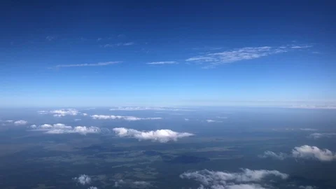 Blue sky moving high above the earth at airplanes flights height, beautiful n Stock Footage 100625367