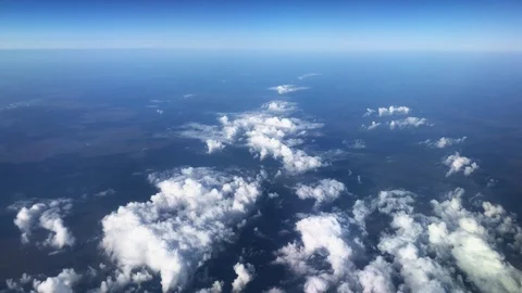 Blue sky moving high above the earth at airplanes flights height, beautiful n Stock Footage 100625671