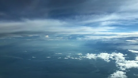 Blue sky moving high above the earth at airplanes flights height, beautiful n Stock Footage 100625717
