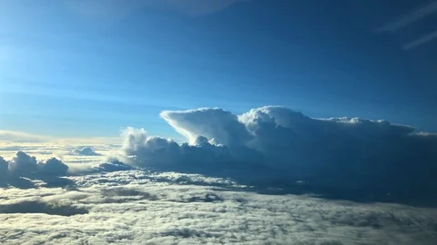 Blue sky moving high above the earth at airplanes flights height, beautiful n Stock Footage 100626792